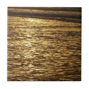 California Sunset Waves Ocean Seascape Ceramic Tile