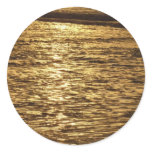 California Sunset Waves Ocean Seascape Classic Round Sticker