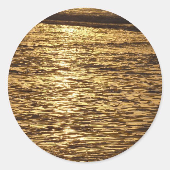 California Sunset Waves Ocean Seascape Classic Round Sticker (Front)