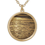 California Sunset Waves Ocean Seascape Gold Plated Necklace