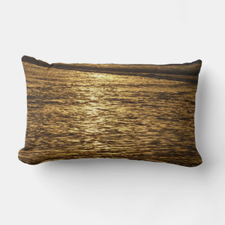 California Sunset Waves Ocean Seascape Lumbar Pillow