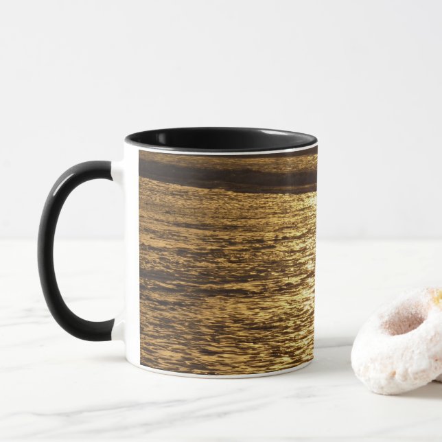 California Sunset Waves Ocean Seascape Mug (With Donut)