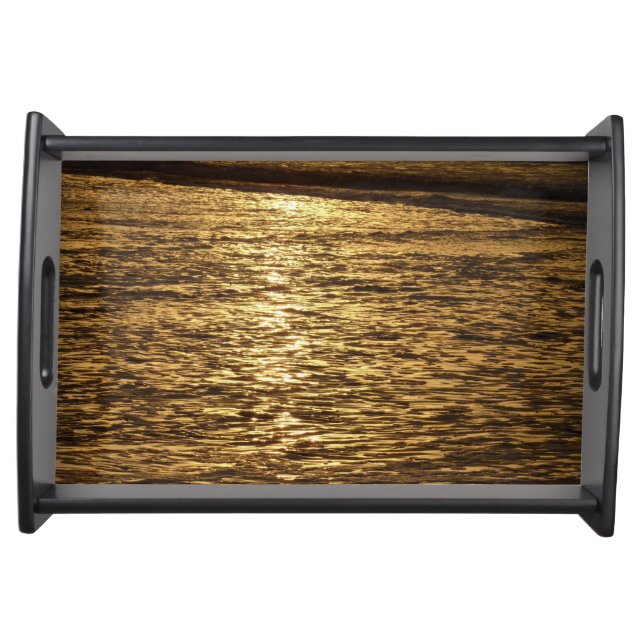 California Sunset Waves Ocean Seascape Serving Tray (Front)