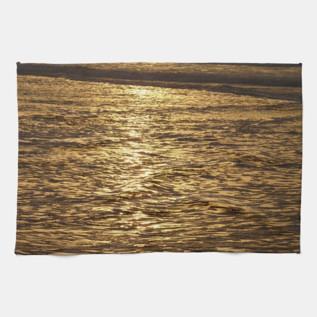 California Sunset Waves Ocean Seascape Towel (Horizontal)