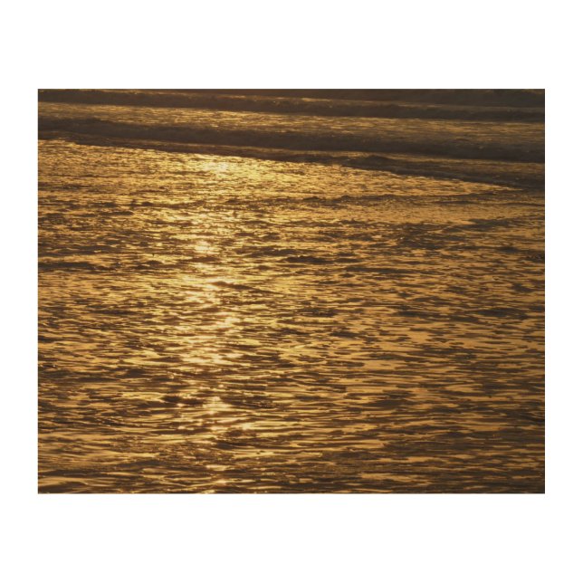 California Sunset Waves Ocean Seascape Wood Wall Art (Front)