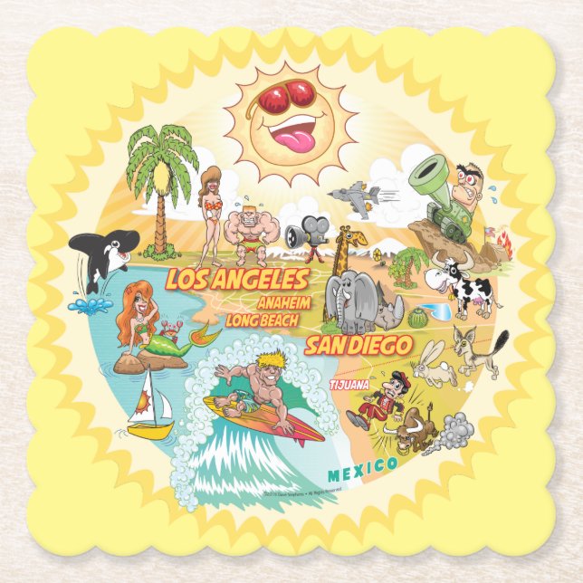 California Sunshine Paradise Scalloped Coaster (Front)