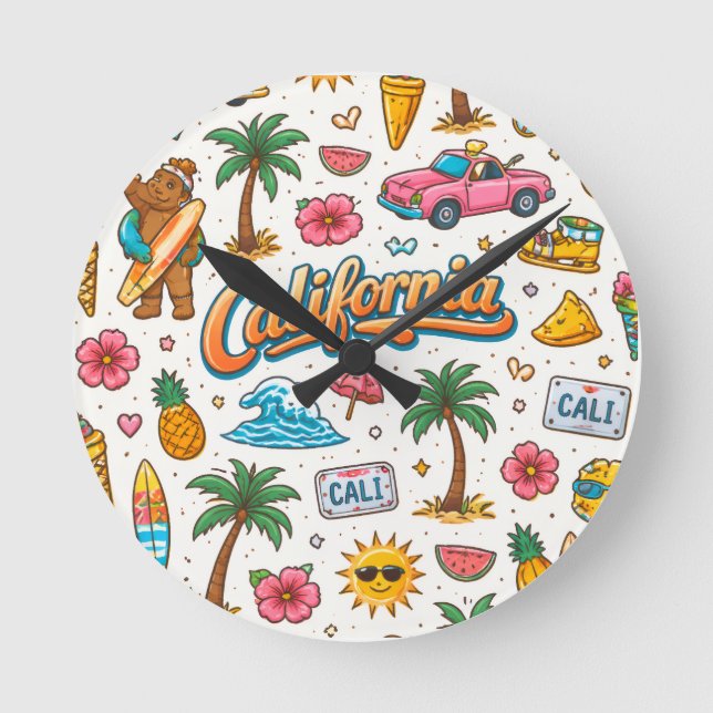 California Sunshine Round Clock (Front)