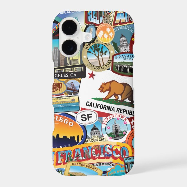 California Super Sticker Collage Pattern Iphone Case (Back)