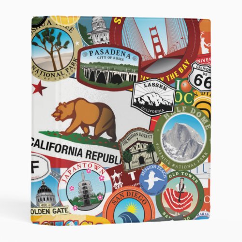 California Super Sticker Collage Pattern Mini Binder