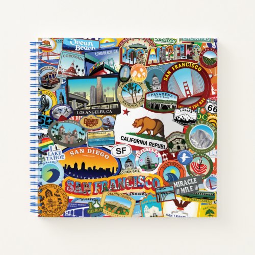 California Super Sticker Collage Pattern Notebook