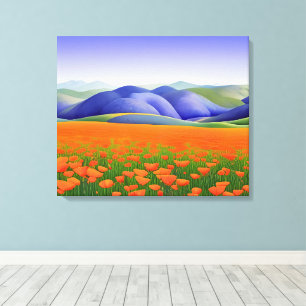 California Superblooms Surreal Poppies Landscape Canvas Print