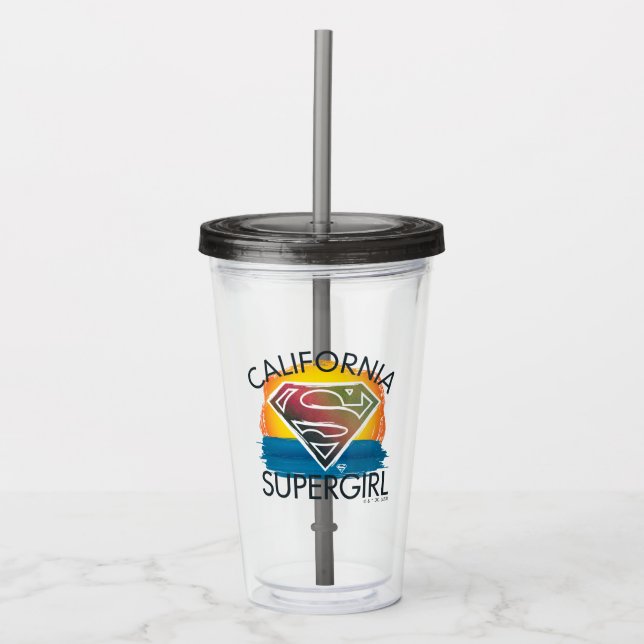 California Supergirl Sunset Graphic Acrylic Tumbler (Front)