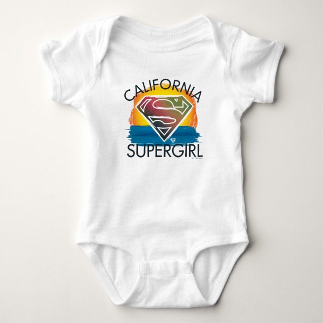 California Supergirl Sunset Graphic Baby Bodysuit (Front)