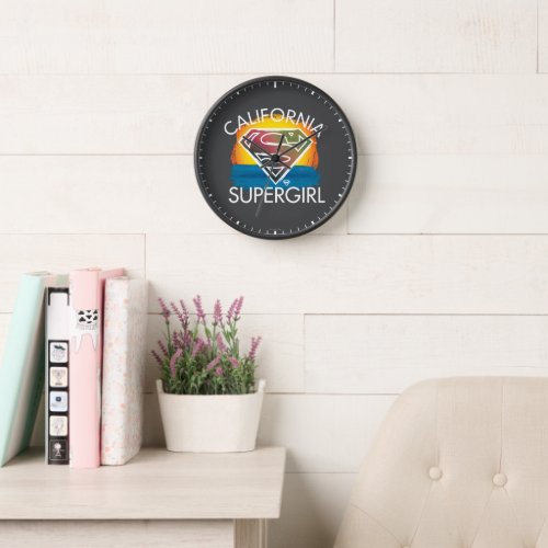 California Supergirl Sunset Graphic Clock