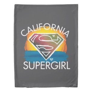 California Supergirl Sunset Graphic Duvet Cover