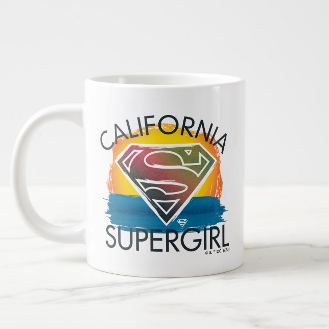 California Supergirl Sunset Graphic Giant Coffee Mug (Left)