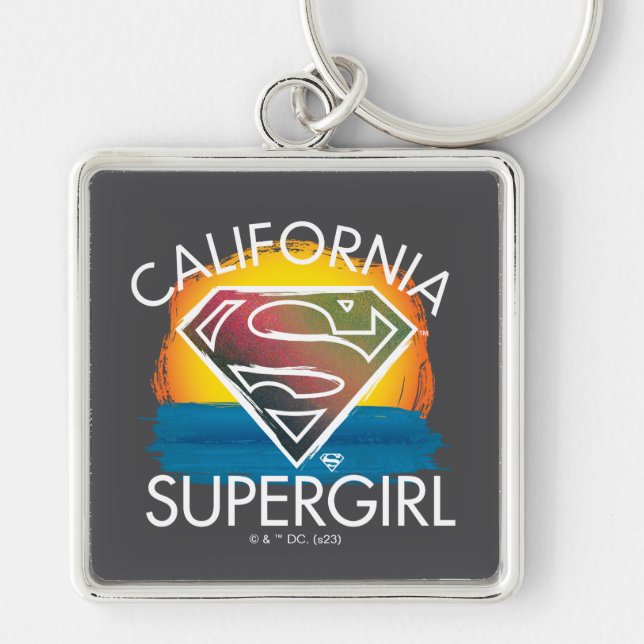 California Supergirl Sunset Graphic Keychain (Front)