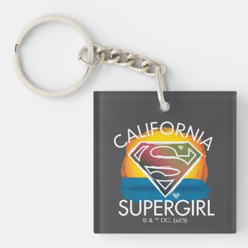 California Supergirl Sunset Graphic Keychain