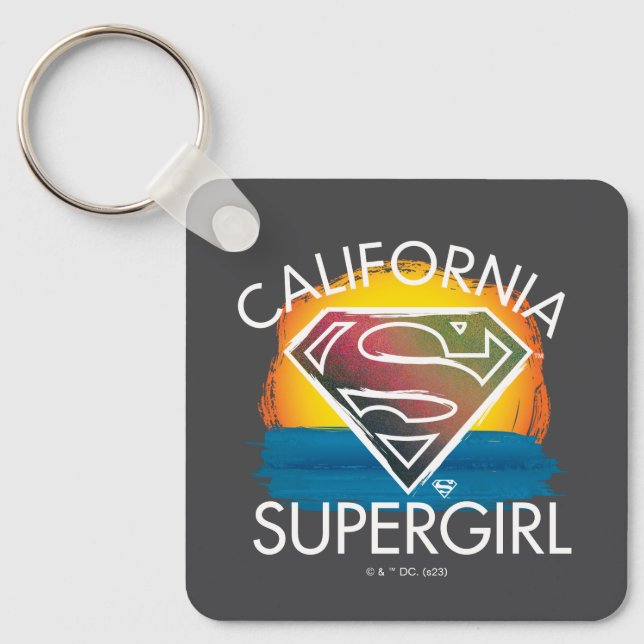 California Supergirl Sunset Graphic Keychain (Front)