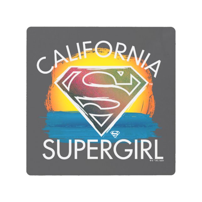 California Supergirl Sunset Graphic Metal Print (Front)