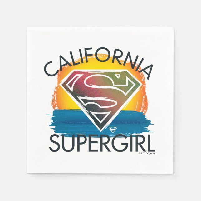 California Supergirl Sunset Graphic Napkins (Front)