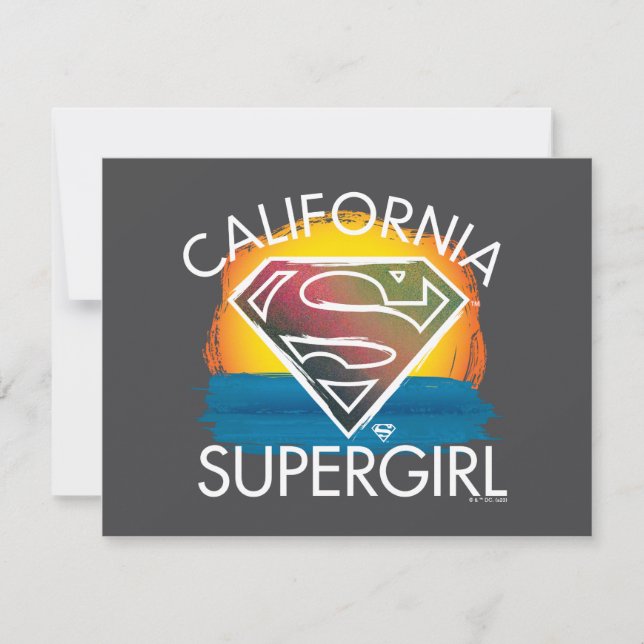 California Supergirl Sunset Graphic Note Card (Front)