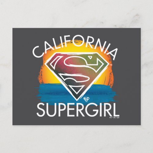 California Supergirl Sunset Graphic Postcard