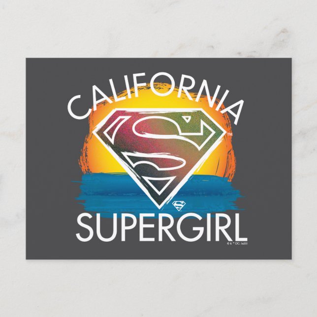 California Supergirl Sunset Graphic Postcard (Front)