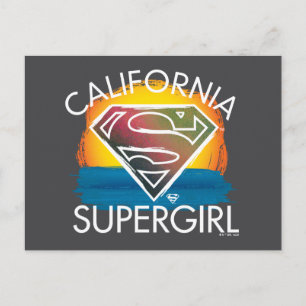 California Supergirl Sunset Graphic Postcard
