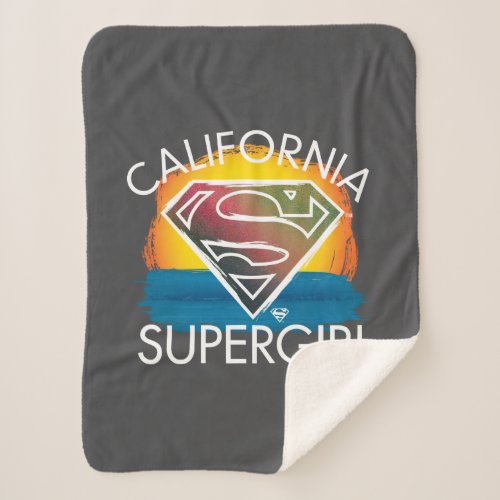 California Supergirl Sunset Graphic Sherpa Blanket