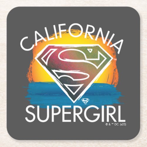 California Supergirl Sunset Graphic Square Paper Coaster
