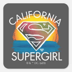 California Supergirl Sunset Graphic Square Sticker
