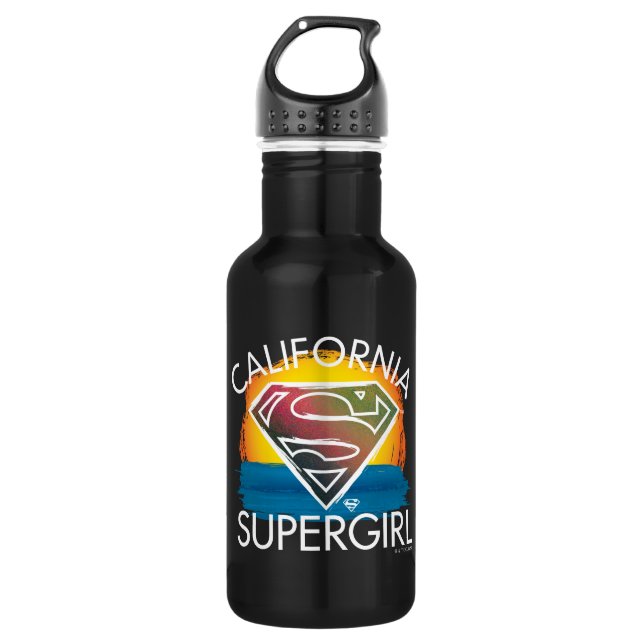 California Supergirl Sunset Graphic Stainless Steel Water Bottle (Front)