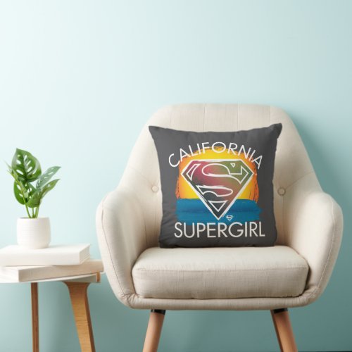 California Supergirl Sunset Graphic Throw Pillow