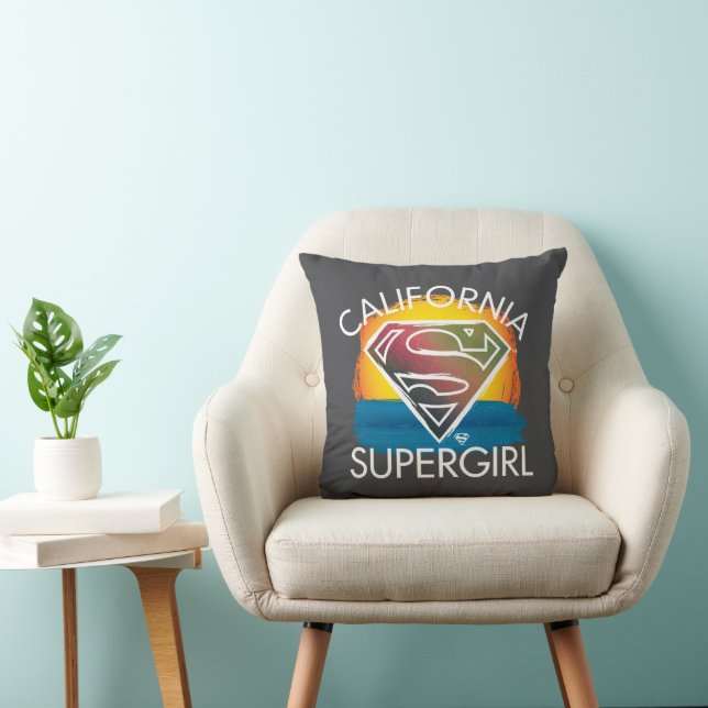 California Supergirl Sunset Graphic Throw Pillow (Chair)