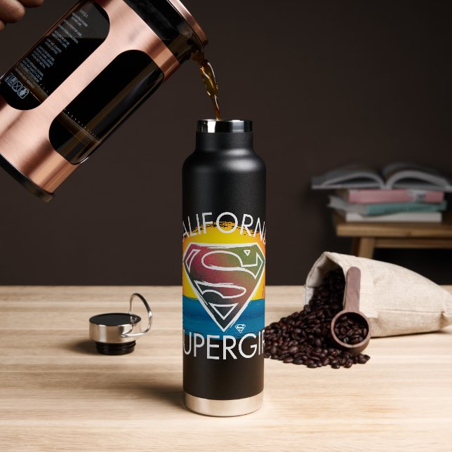 California Supergirl Sunset Graphic Water Bottle (Coffee)