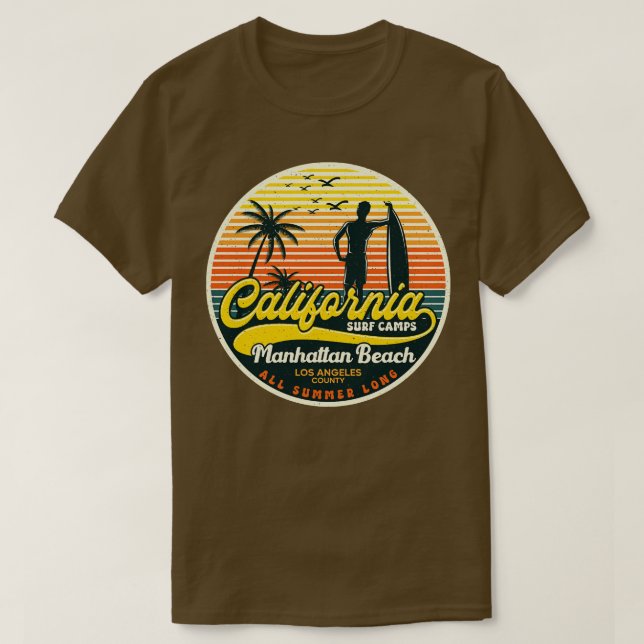 California Surf Camp Manhattan Beach T-Shirt (Design Front)