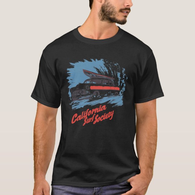 California Surf Society Woody Surf Design with Sur T-Shirt (Front)