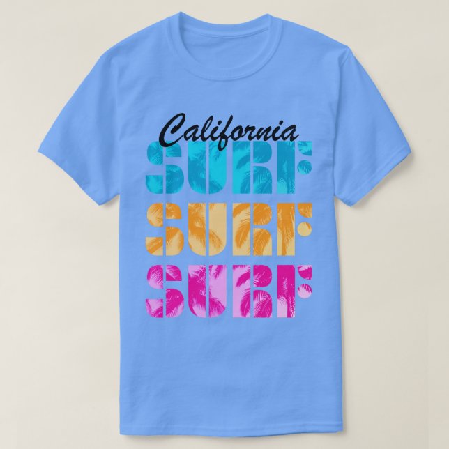 California Surf Surfer Surfing Beach Ocean Summer  T-Shirt (Design Front)