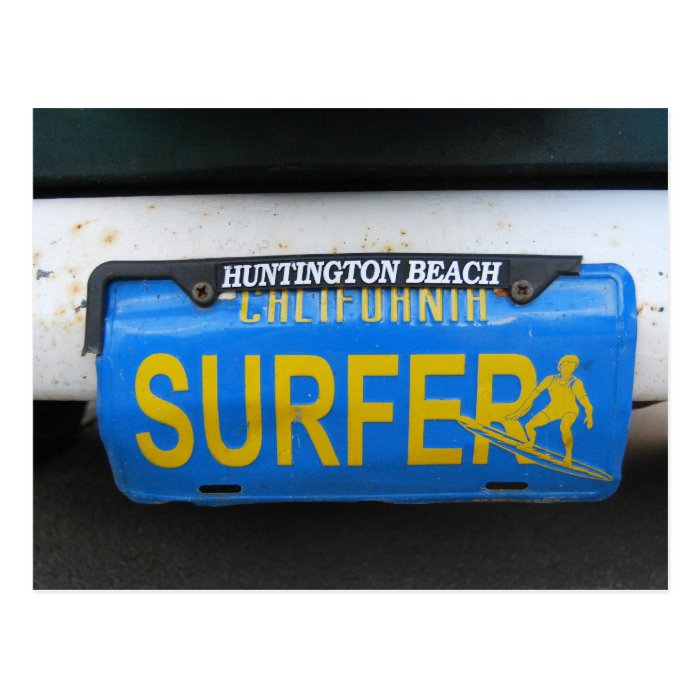 California Surfer License Plate Post Cards