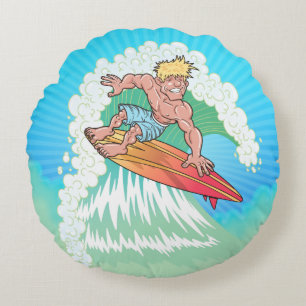 California Surfer Round Pillow