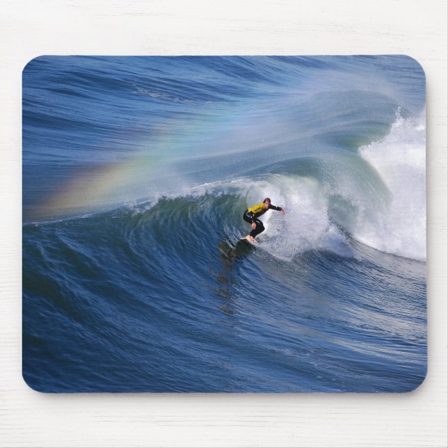 California Surfer Under A Rainbow Mousepad (Front)