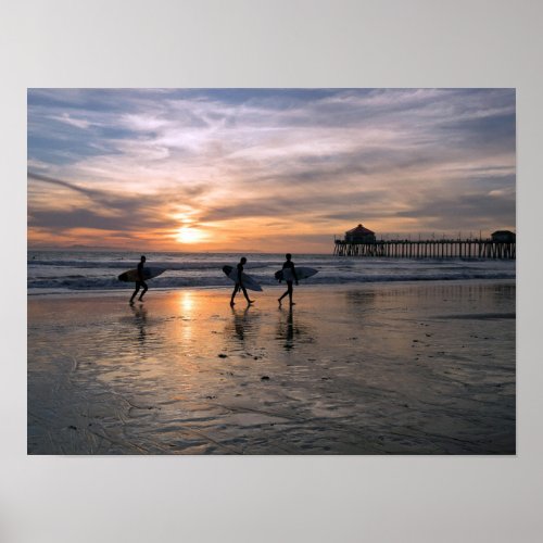 California Surfers at Sunset Poster