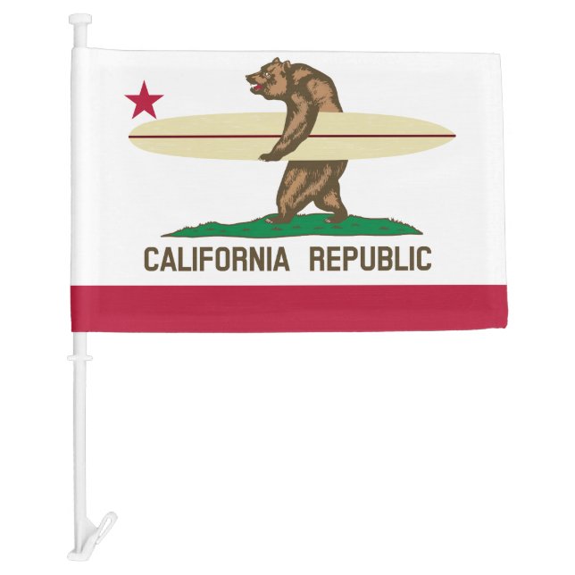 California Surfing Bear Car Flag (Front)