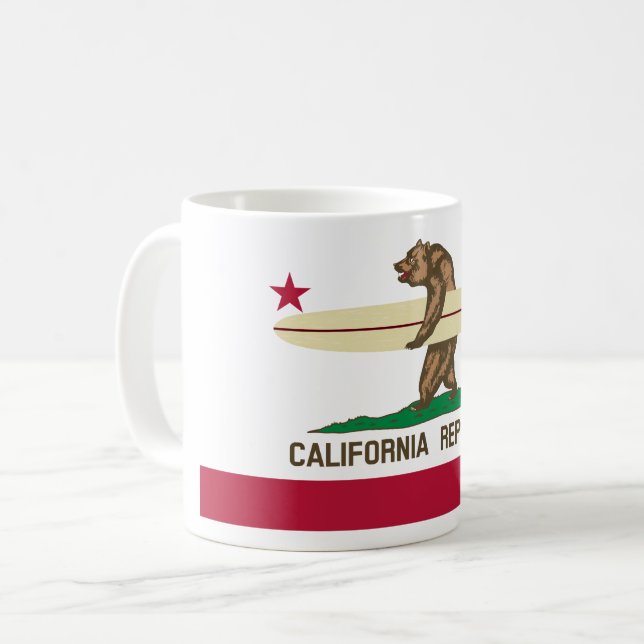 California Surfing Bear Coffee Mug (Front Left)