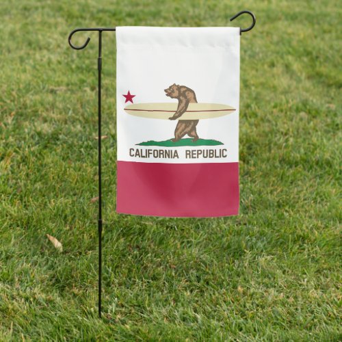 California Surfing Bear Garden Flag