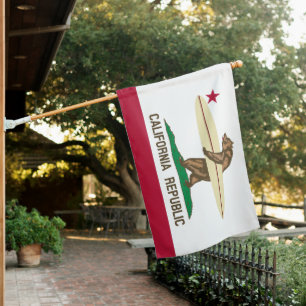 California Surfing Bear House Flag