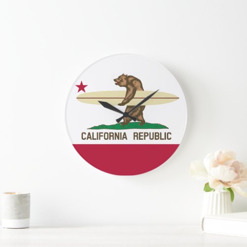 California Surfing Bear Large Clock