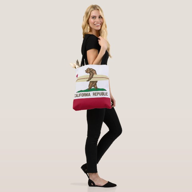 California Surfing Bear Tote Bag (On Model)