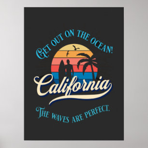 California Surfing Dudes Surfboard Poster